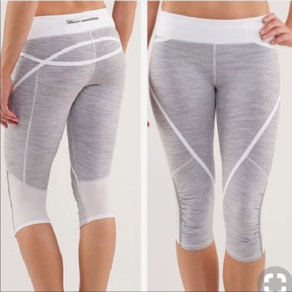 Lululemon gray/white stripe Capri size 4
